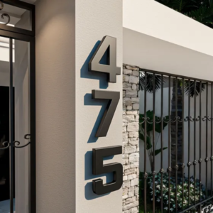 Número Residencial Flutuante 16cm Preto Fosco Contemporâneo