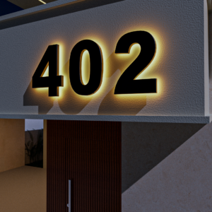 Número Residencial Com Led 40cm Preto Fosco