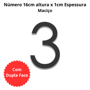 Número Residencial Autocolante 16cm Preto Fosco