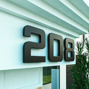 Número Residencial Flutuante 30cm Preto Fosco Contemporâneo