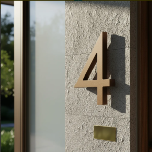 Número Residencial Flutuante 16cm Marrom Fosco