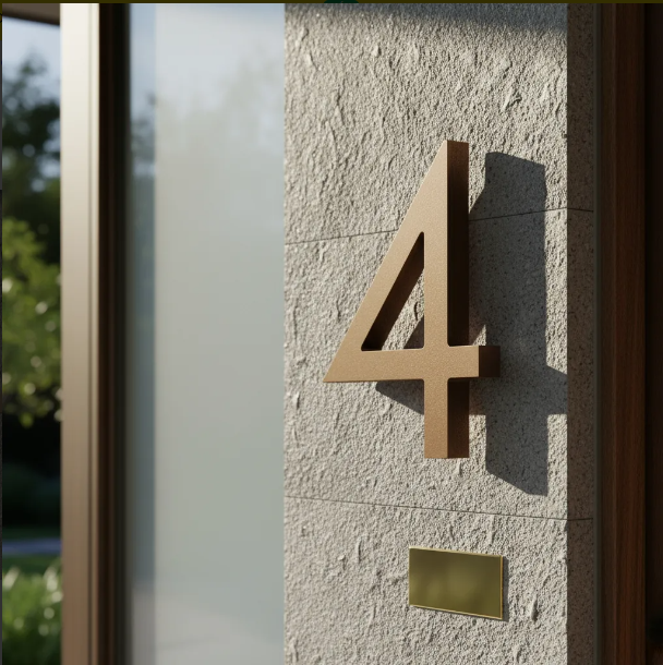 Número Residencial Flutuante 40cm Marrom Fosco